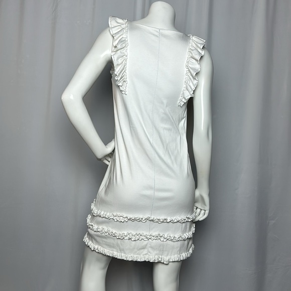 RED VALENTINO White Ruffle Sleeveless Cotton Dress Sz S - Picture 4 of 7